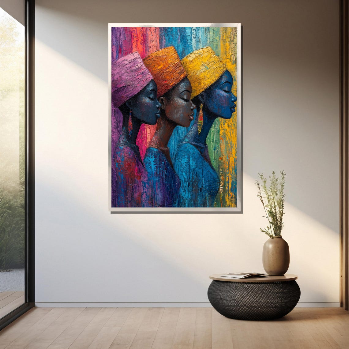 Three African Women Wearing Colorful Headwraps Painting Poster - Image 3