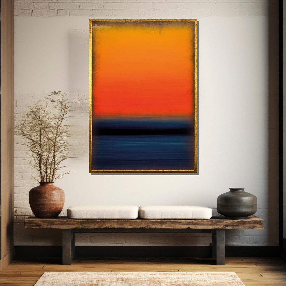 Vibrant Orange And Deep Blue Abstract Painting By Mark Rothko Dynamic Modern Art Gift For Home And Office Dcor - Image 5