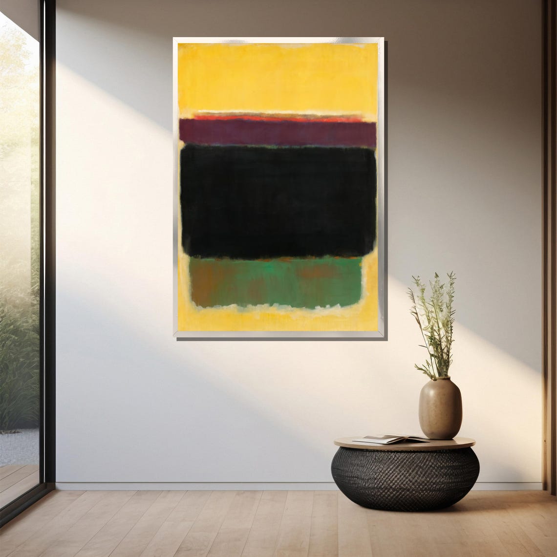 Layered Yellow Red Black Green Bands Modern Abstract Art Poster - Image 3