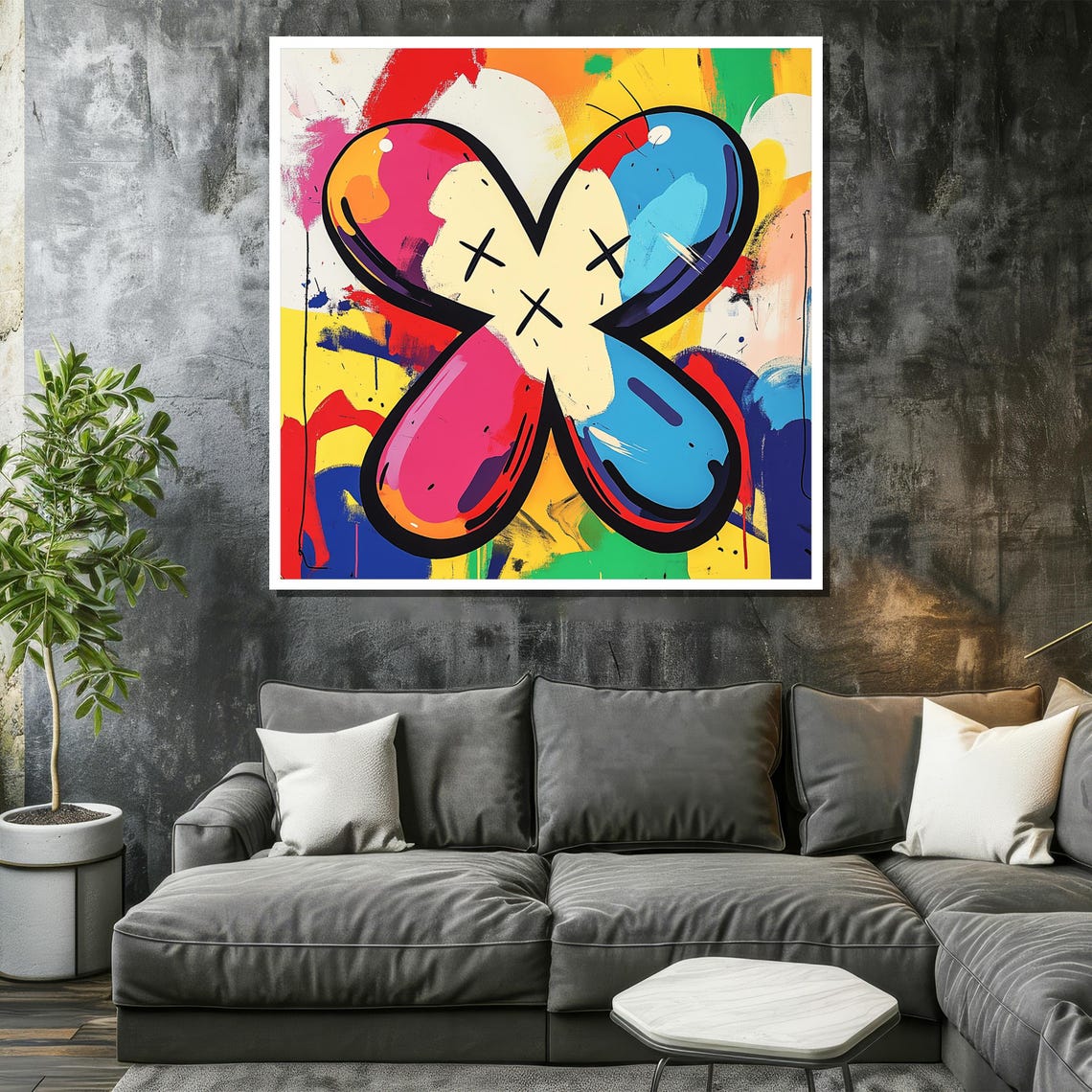 Kaws Inspired Pop Art Painting Colorful Graffiti Street Art Bold Modern Wall Decor Contemporary Urban Artwork Unique Gift Idea - Image 2