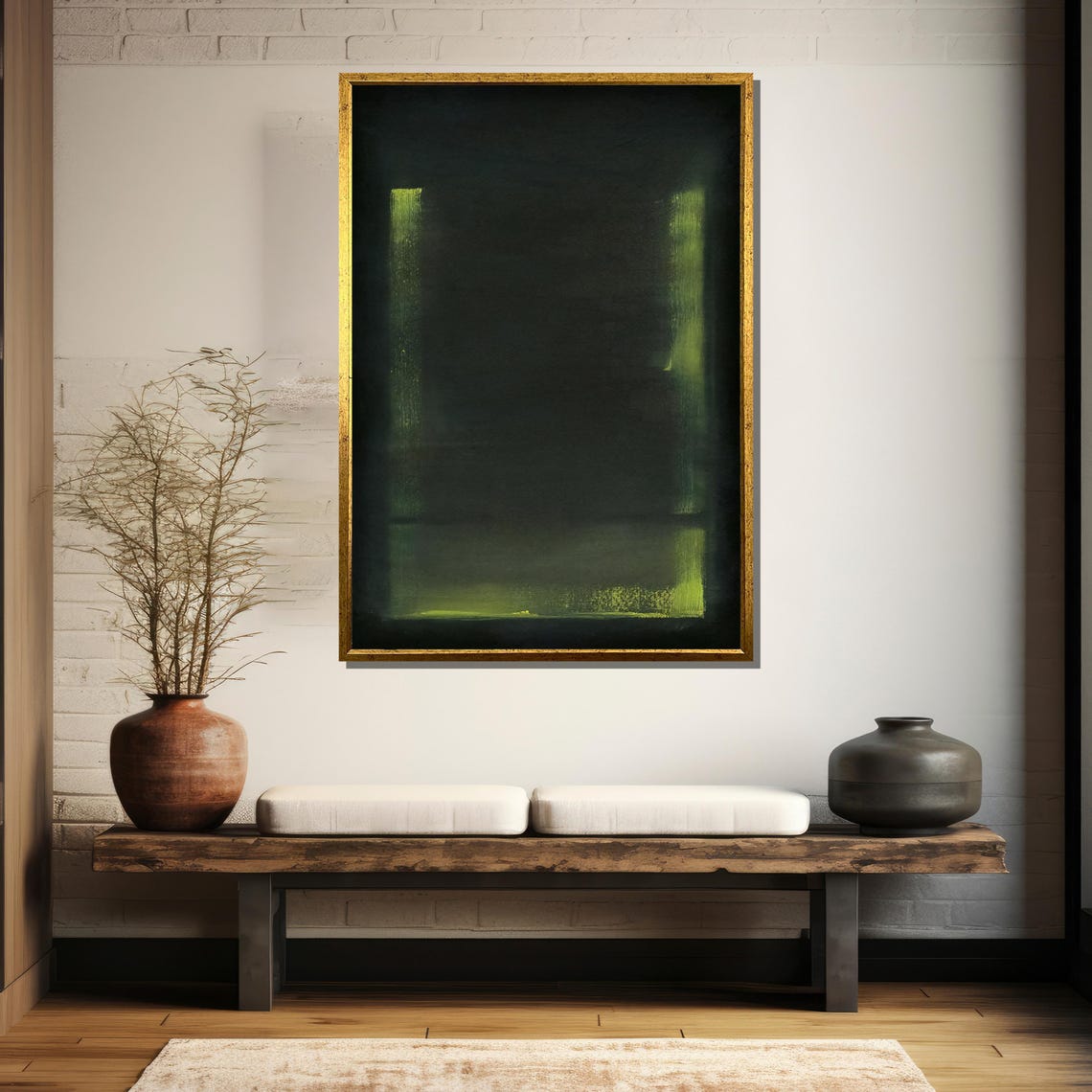 Near Black With Lime Green Edge Glow Abstract Color Field Poster - Image 5