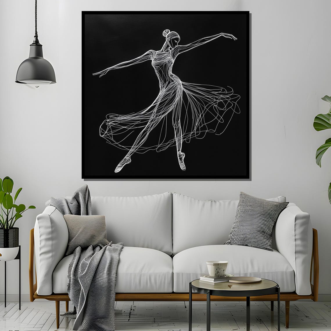 Graceful Continuous Line Ballerina Drawing Black And White Minimalist Painting Perfect Art Gift For Ballet And Dance Enthusiasts - Image 4