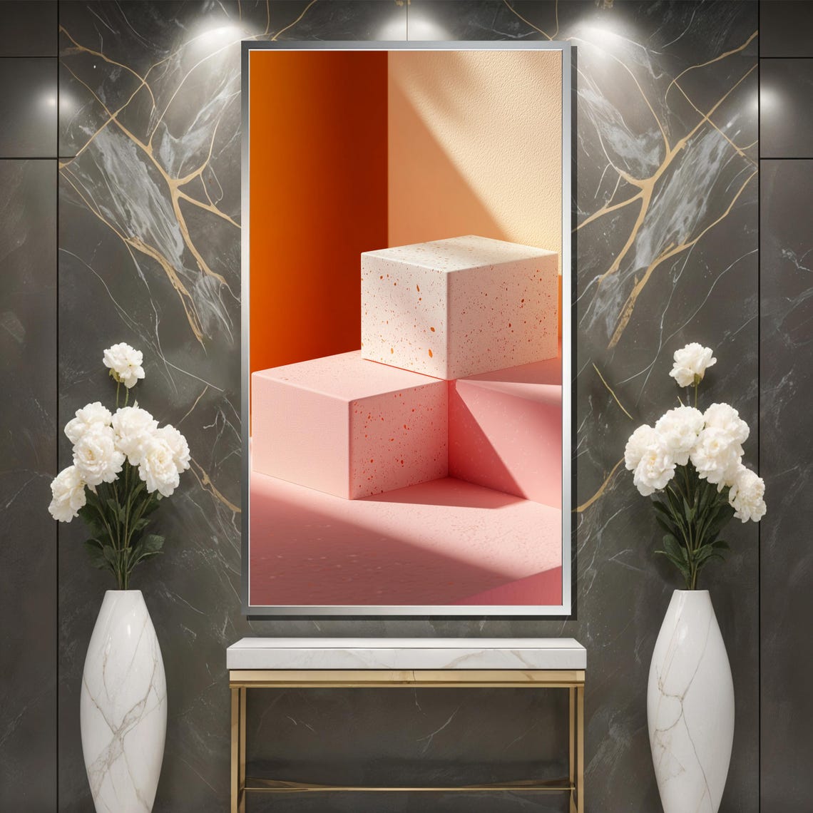 Minimalist Terrazzo Painting Soft Pastel Geometric Wall Art Modern Abstract Home Decor Elegant Textured Artwork Unique Gift - Image 3
