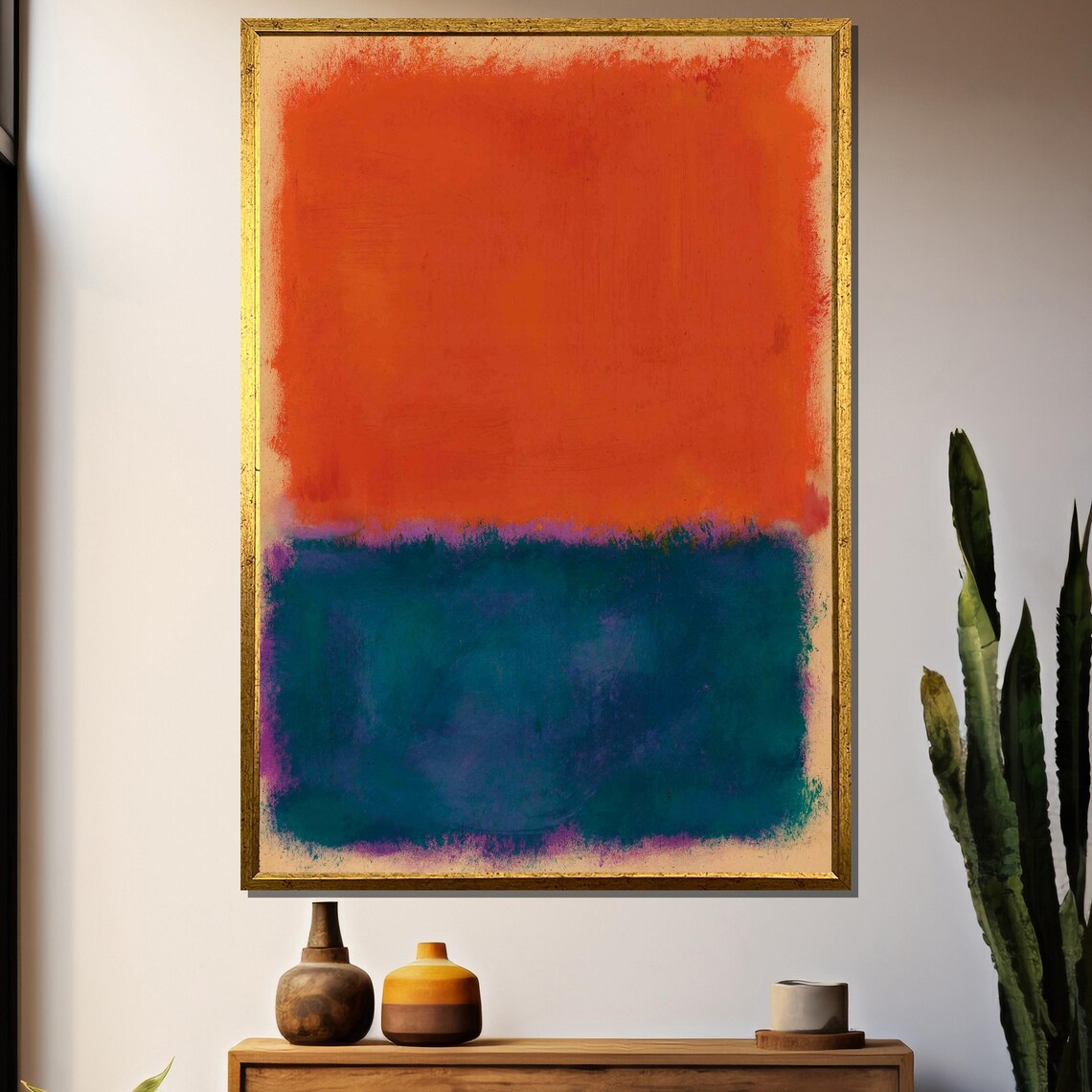 Mark Rothko Inspired Painting Deep Orange And Teal Abstract Art For Contemporary Decor Perfect Artistic Gift