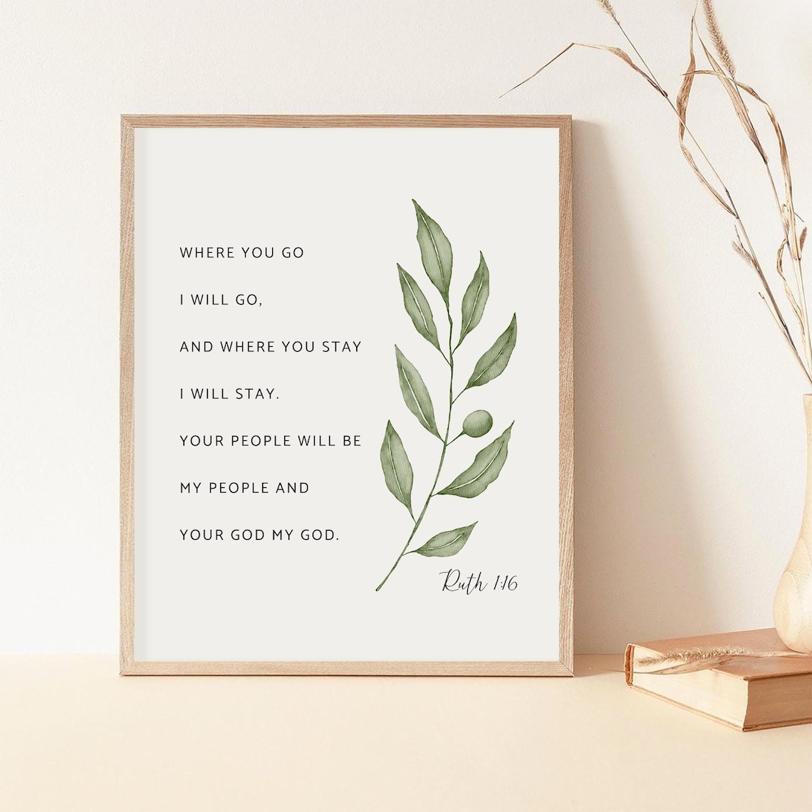 Ruth 1:16 Botanical Scripture Art Print for Christian Decor - Image 2