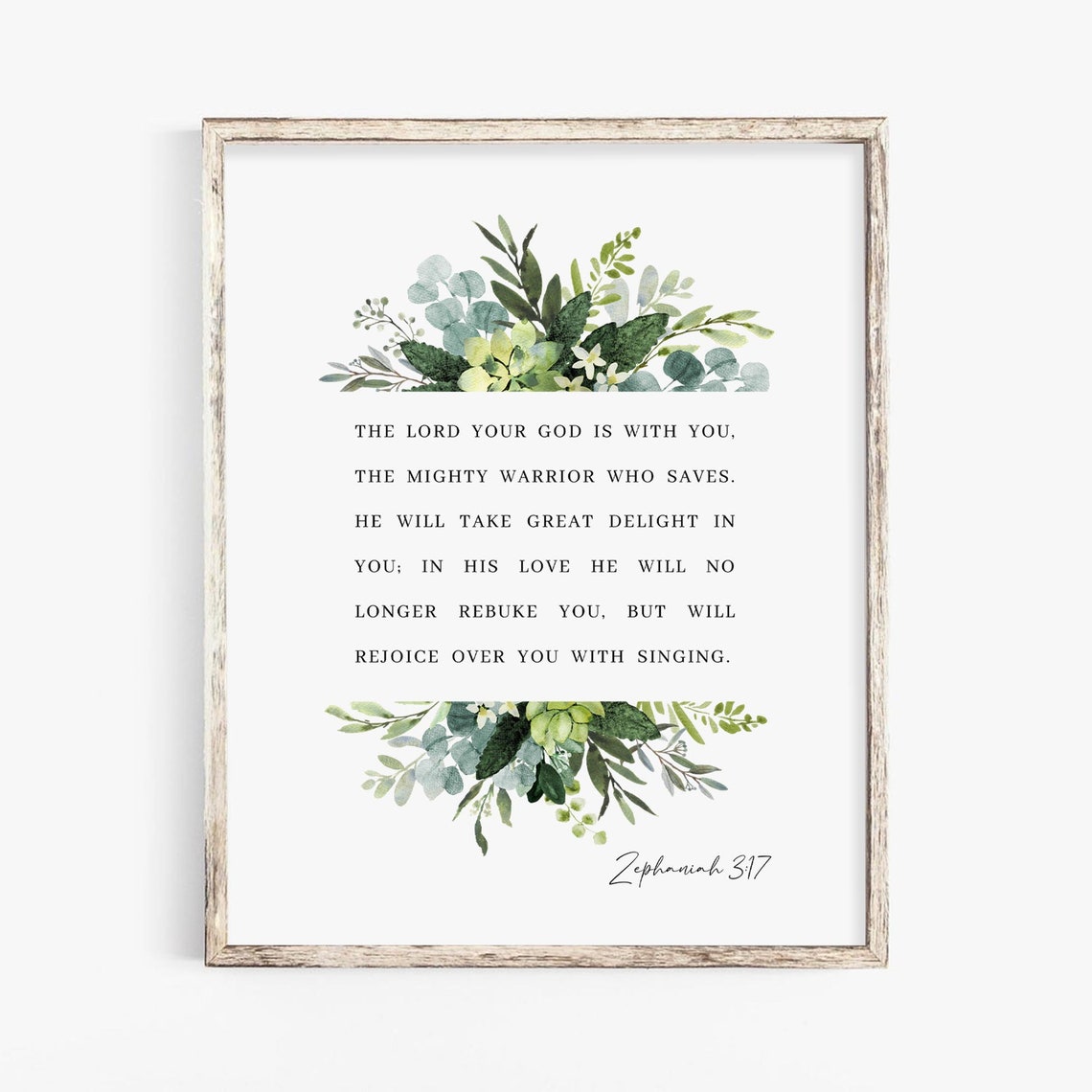 Zephaniah 3:17 Botanical Scripture Art Print - Image 2