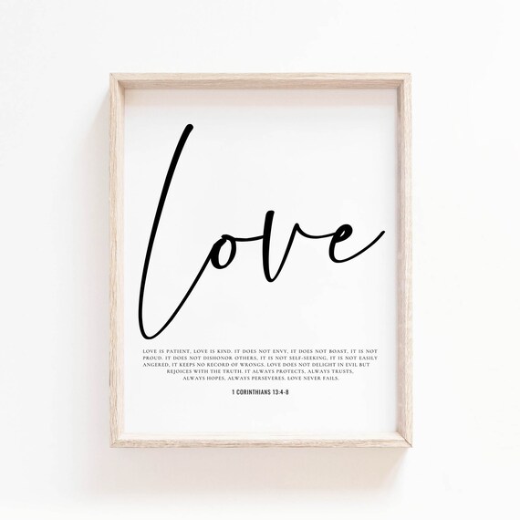 Love Is Patient Love Is Kind 1 Corinthians 13:4-8 Script Poster
