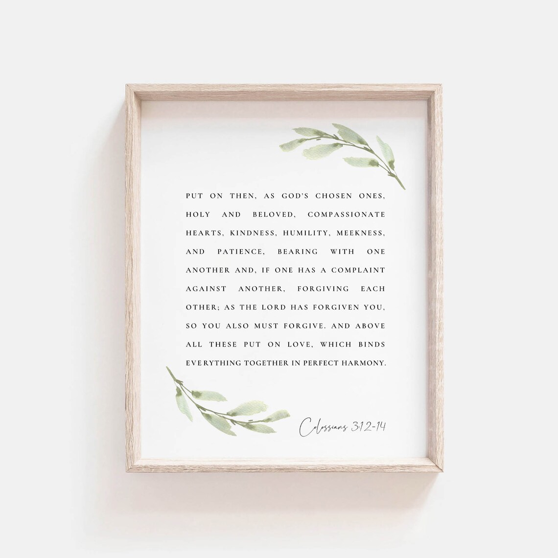 Colossians 3:12-14 Bible Verse Watercolor Botanical Art Print - Image 2