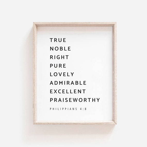 Philippians 4:8 Bible Verse Wall Art Print