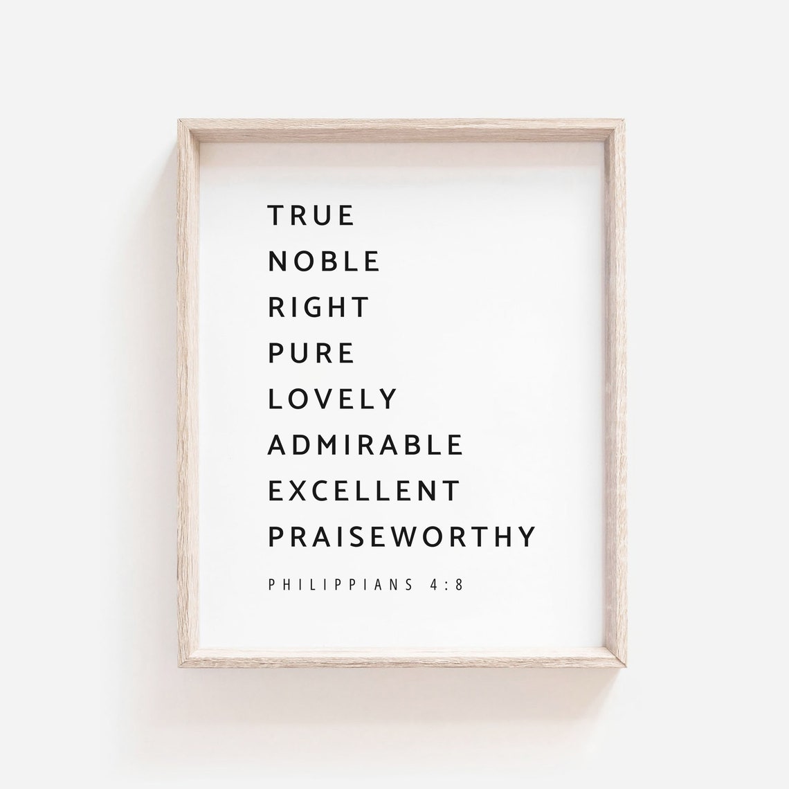 Philippians 4:8 Bible Verse Wall Art Print