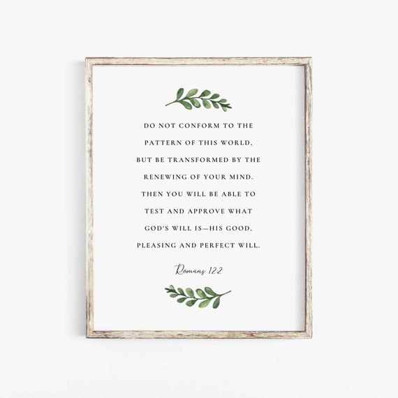 Romans 12:2 Botanical Scripture Art Print