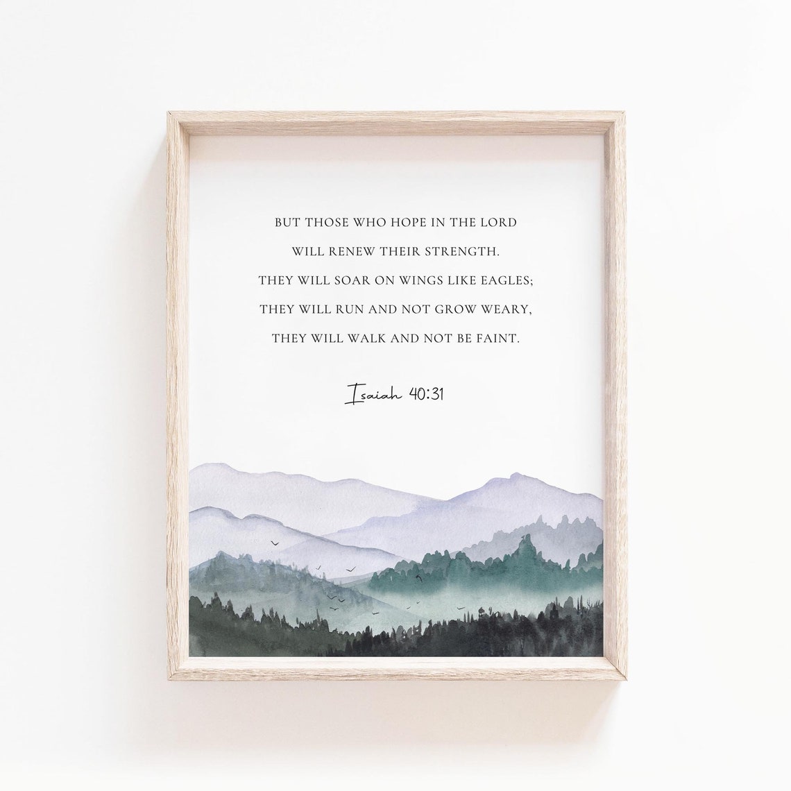 Isaiah 40:31 Mountain Scripture Art Print for Christian Home