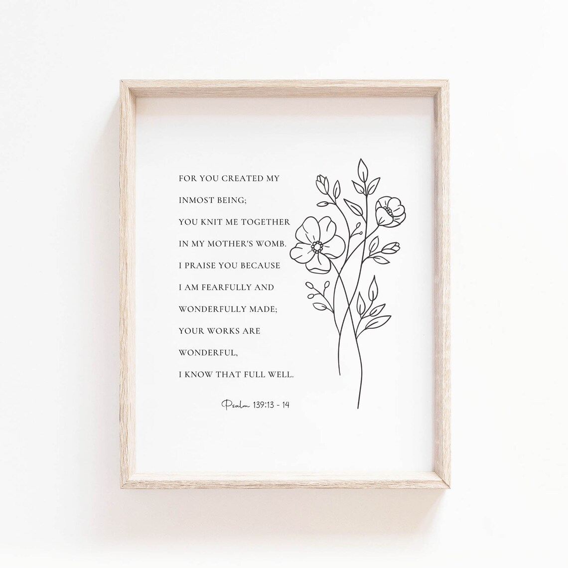 Fearfully and Wonderfully Made Psalm 139:13 Art Print