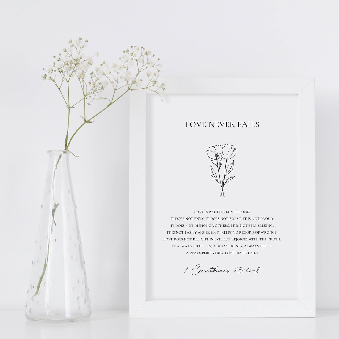 1 Corinthians 13:4-8 Love Bible Verse Art Print - Image 2