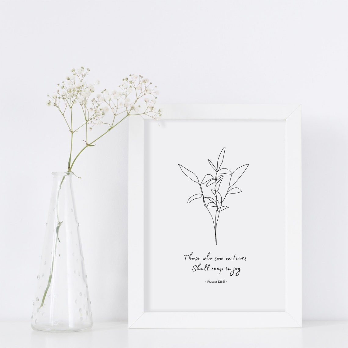 Psalm 126:5 Minimal Christian Scripture Art Print - Image 2