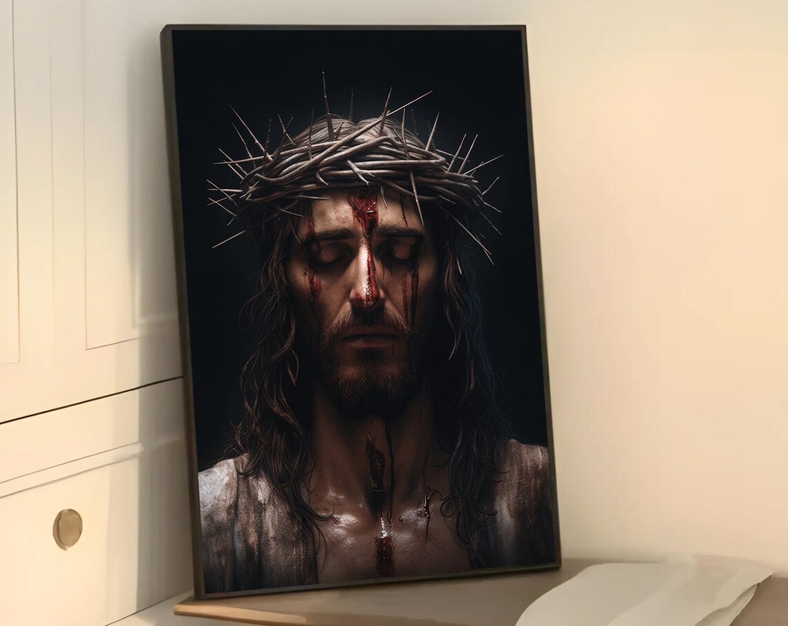 Jesus Christ, Crown Of Thorns Painting Art - Image 5
