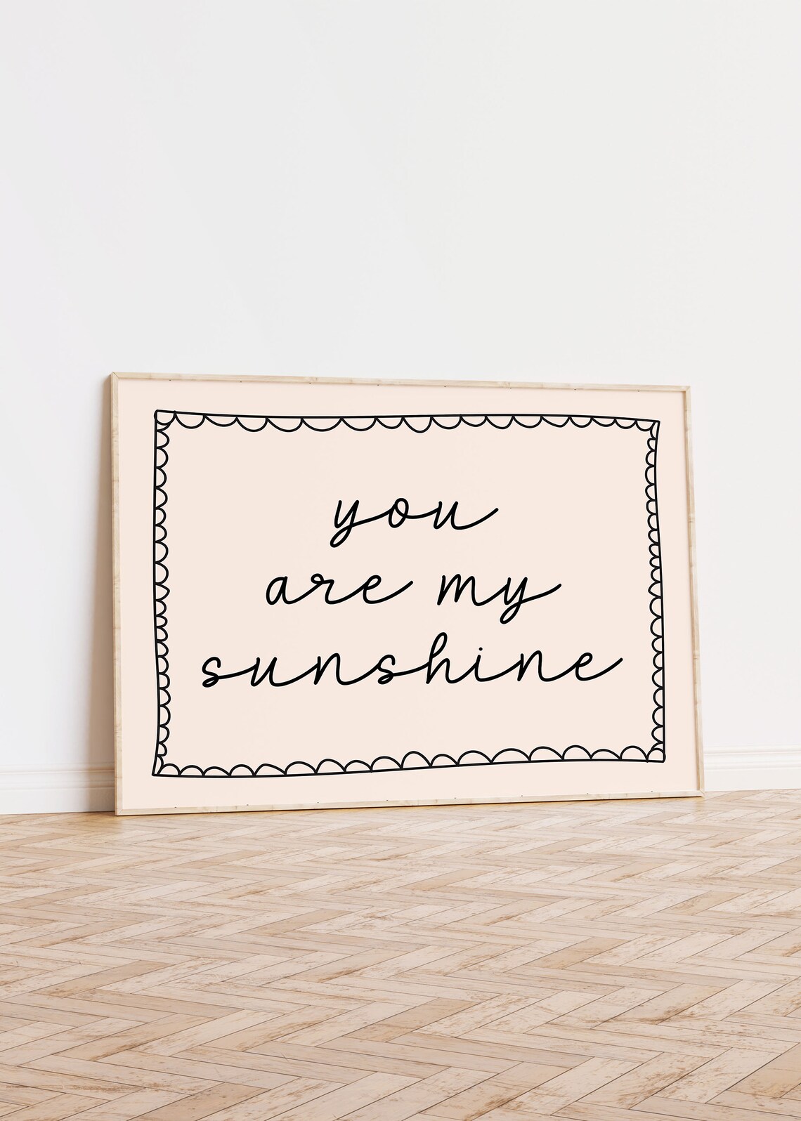 You Are My Sunshine Handwritten Script Scalloped Border Wall Art - Image 2