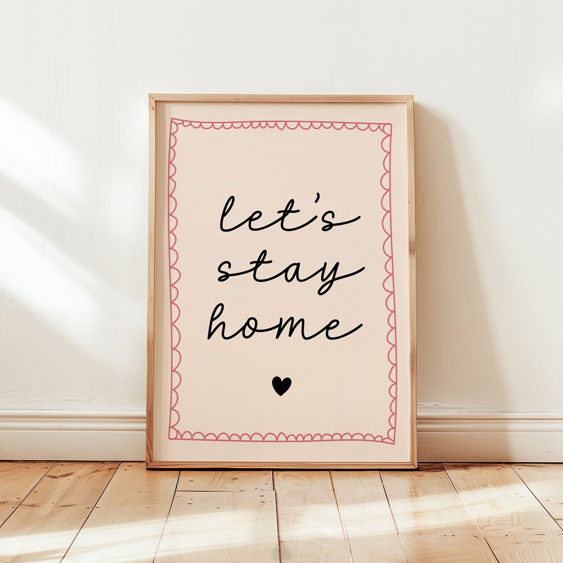 Lets Stay Home Art Print Black And Pink Hand Drawn Home Poster Introvert Print Homebody Club Print Living Room Bedroom Art Dorm Decor - Image 2