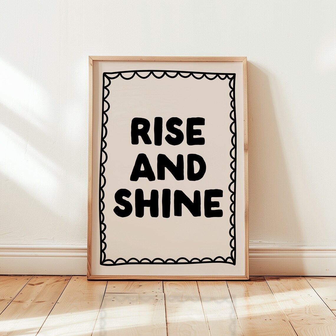 Rise And Shine Bold Black Retro Morning Quote Wake Up Poster - Image 2