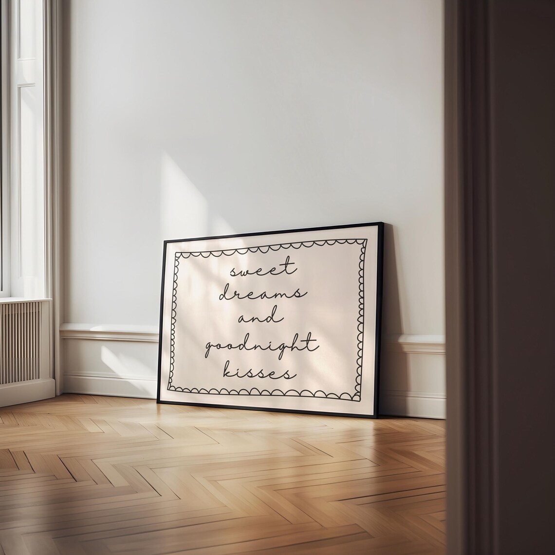 Sweet Dreams And Goodnight Kisses Print Retro Black Poster Preppy Positive Art Print Above Bed Print Bedroom Art Dorm Decor Apartment Art