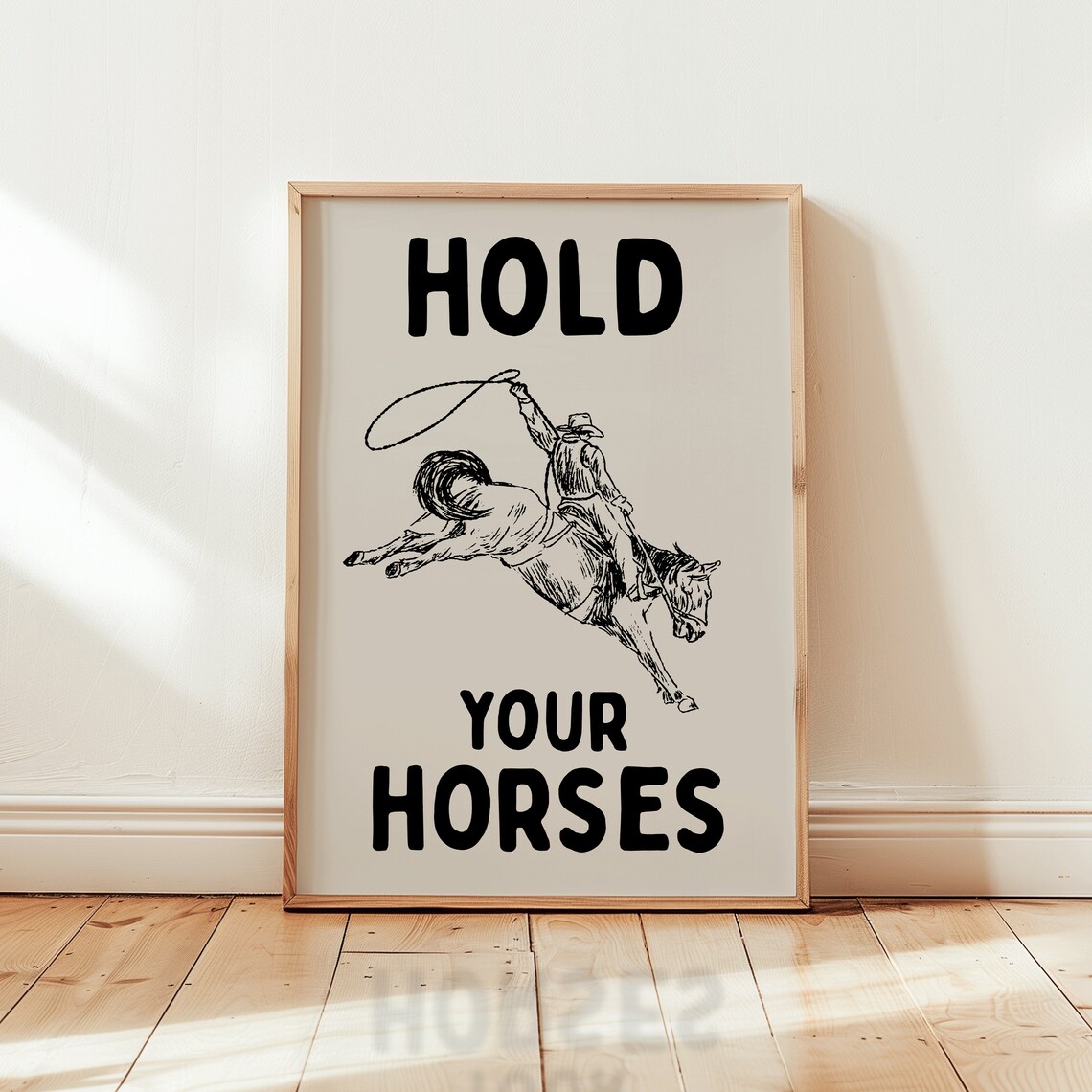 Hold Your Horses Art Print Western Boho Cowgirl Poster Black Neutral Wall Decor Vintage Cowboy Aesthetic Retro Cowboy Art Preppy Art - Image 2