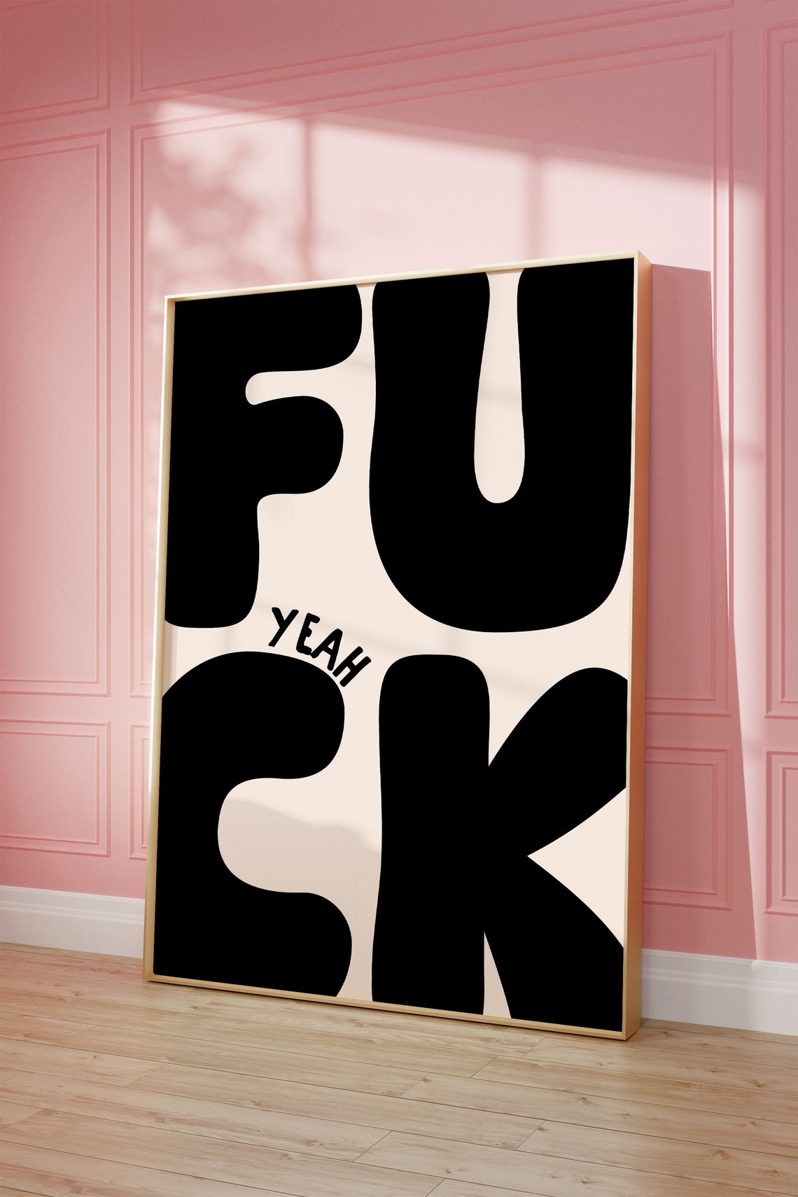 Fuck Yeah Art Print Funny Neutral And Black Sweary Poster Retro Trendy Apartment Wall Art Aesthetic Living Room Decor Sweary Print Gifts - Image 2