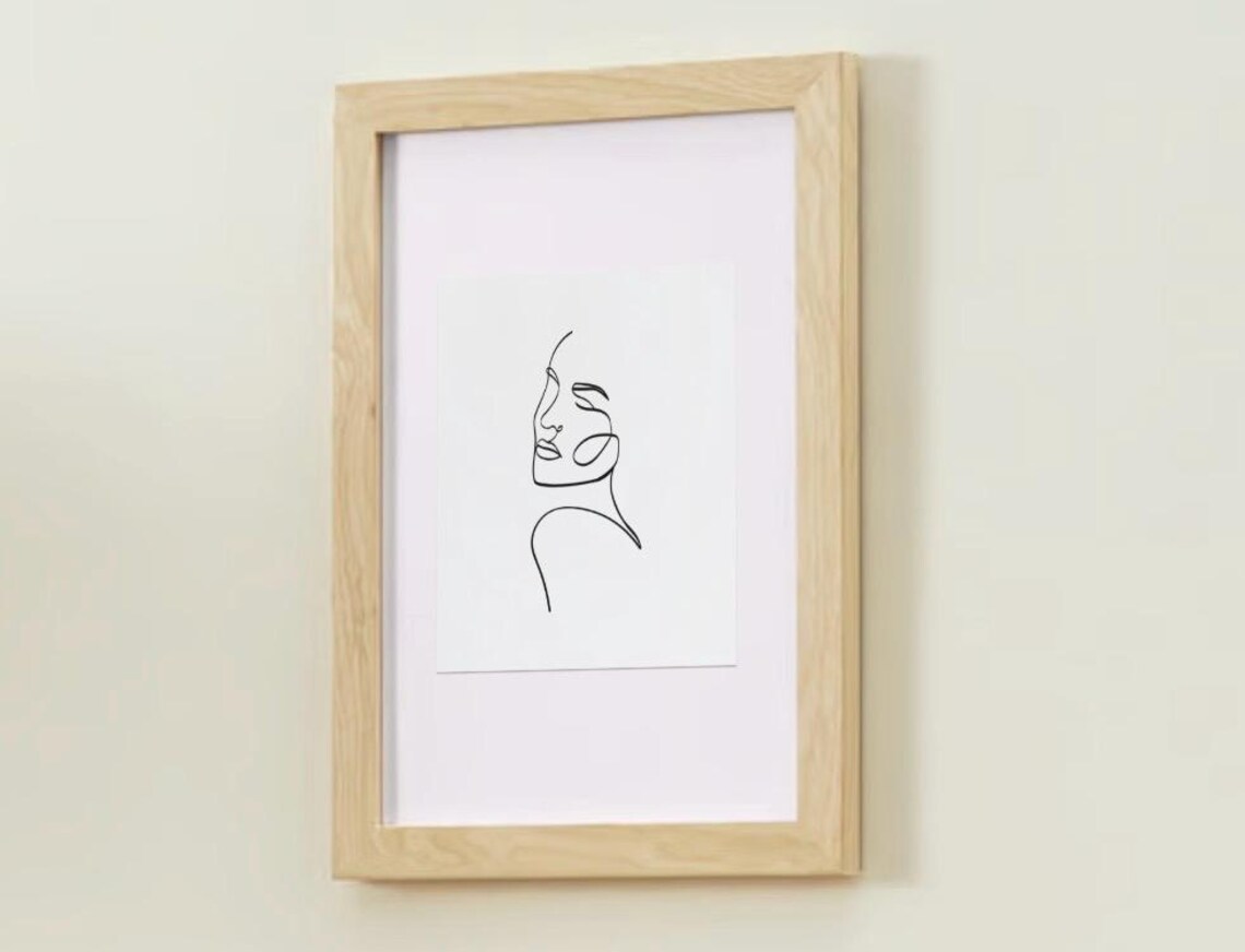Minimal Black Line Art Woman Face Profile Modern Sketch Wall Art - Image 2