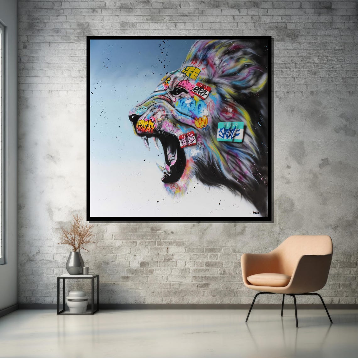Graffiti Lion Roar Wall Art Bold Colorful And Fierce Urban Jungle Design Painting - Image 5