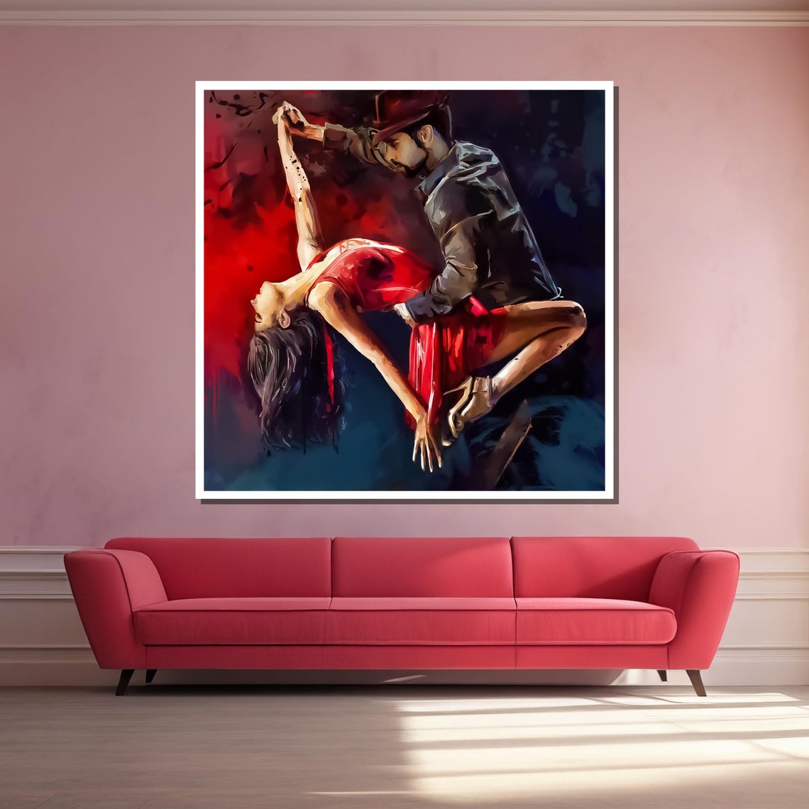 Dramatic Tango Dip Red Dress Dance Poster for Passionate Decor - Image 3