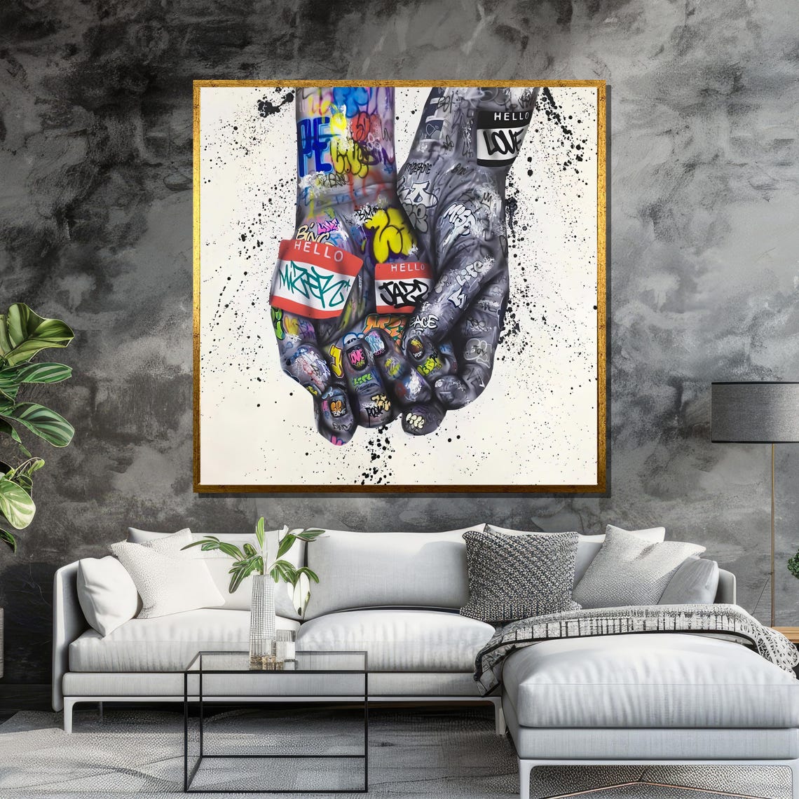 Two Hands With Graffiti Tattoos Holding Each Other Street Art Poster - Image 6