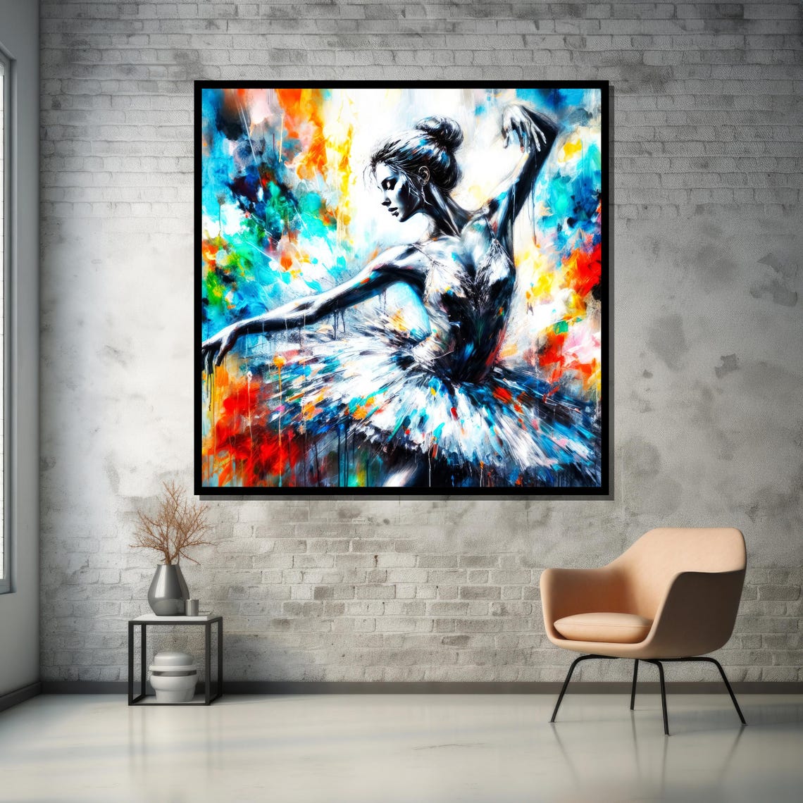 Splashy Colorful Abstract Ballerina Portrait Poster for Dance Studio - Image 5