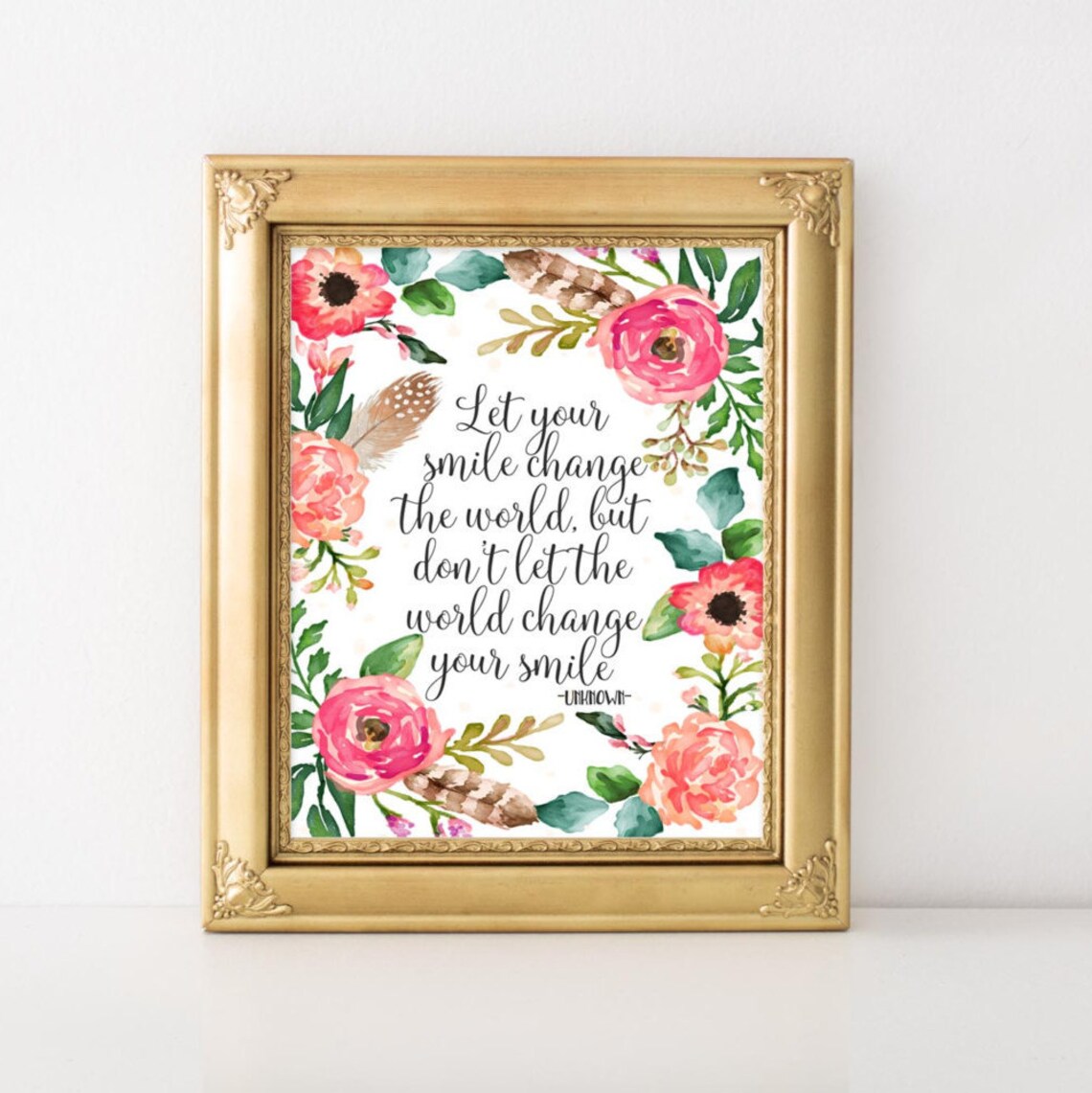 Floral Art Motivational Quote Wall Art Print