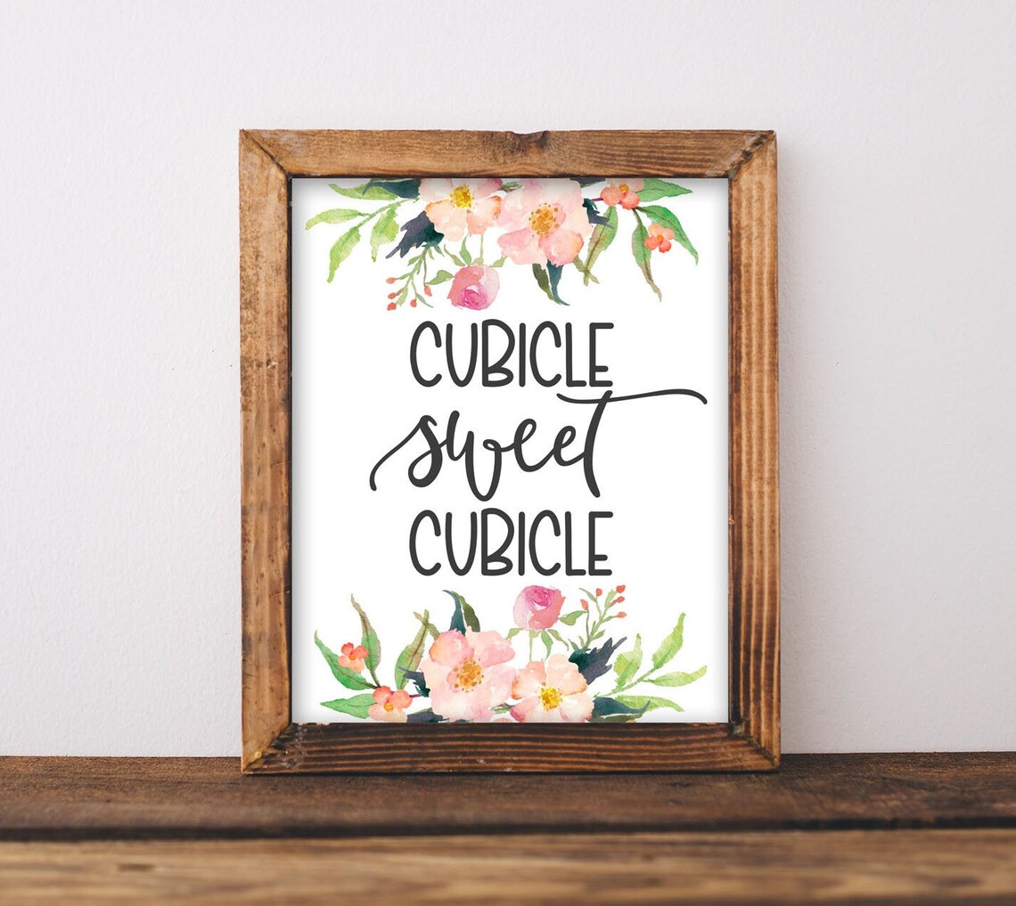 Floral Work Desk Decor, Office Wall Art Print
