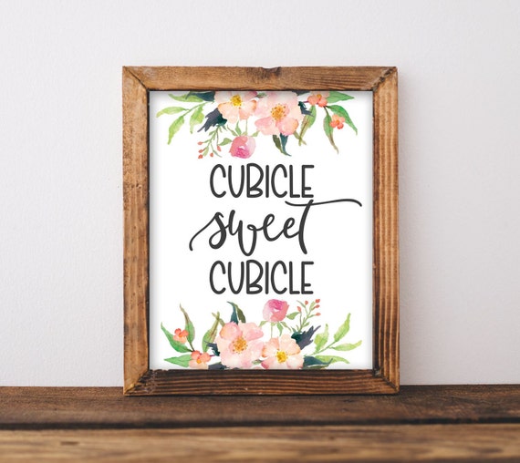Floral Work Desk Decor, Office Wall Art Print