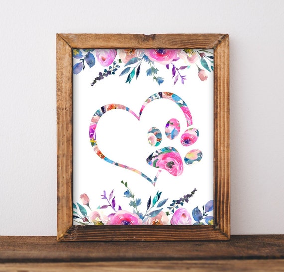 Heart Paw Print Art Print, Pets Are Love