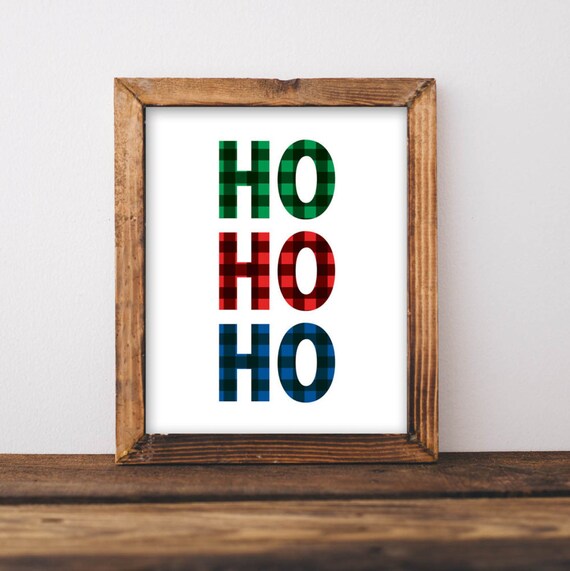 Christmas Ho Plaid Holiday Santa Art Print