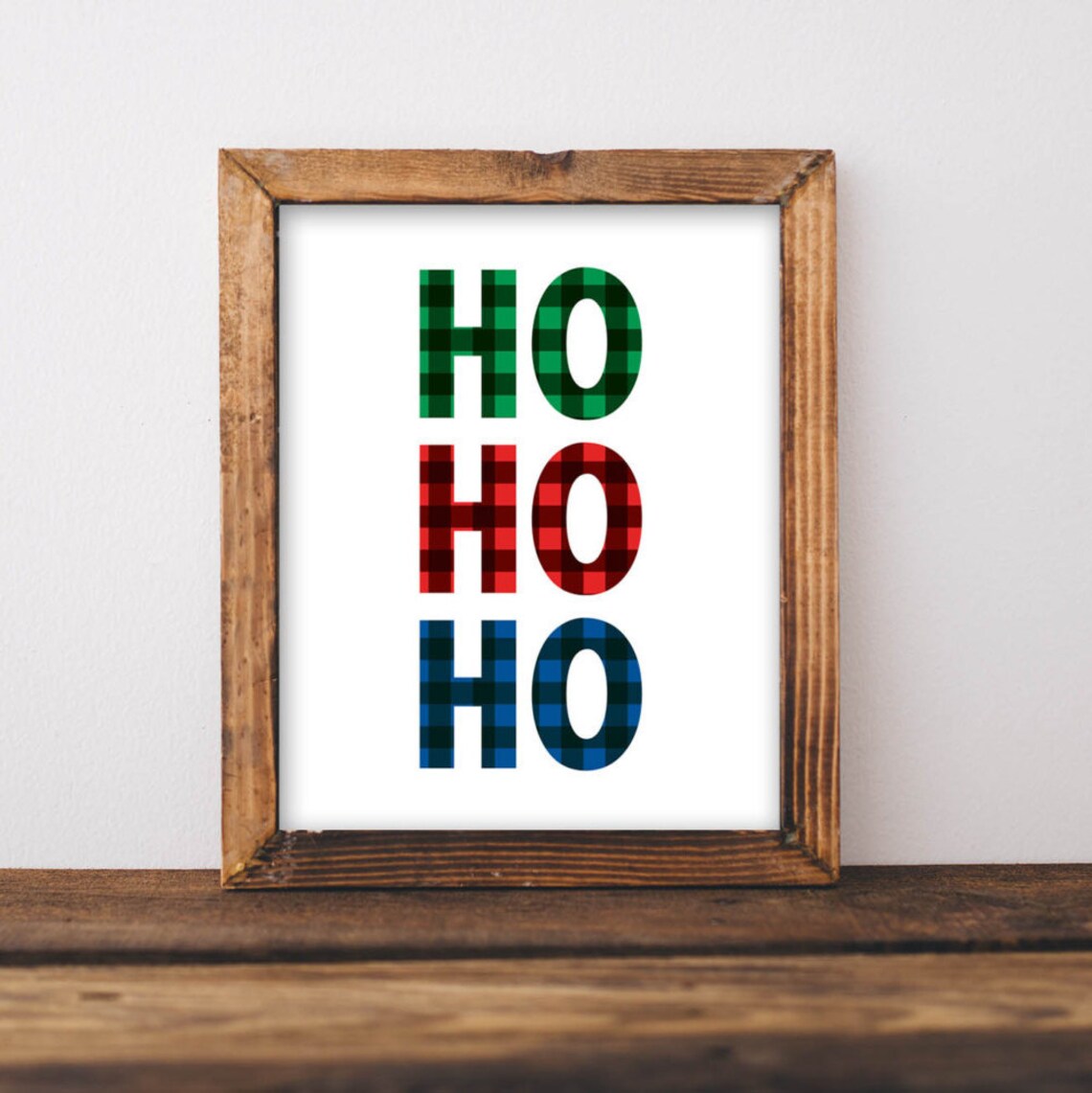 Christmas Ho Plaid Holiday Santa Art Print