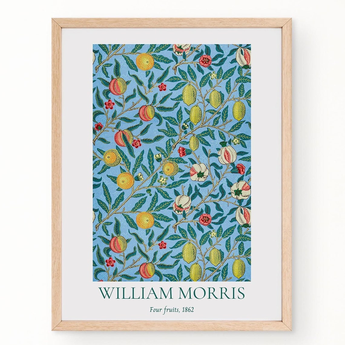 William Morris Four Fruits Blue Orchard Pattern Exhibition Wall Art