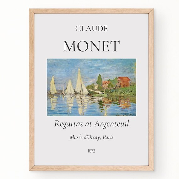 Monet Regattas at Argenteuil 1872 Sailboats Seine River Art Poster