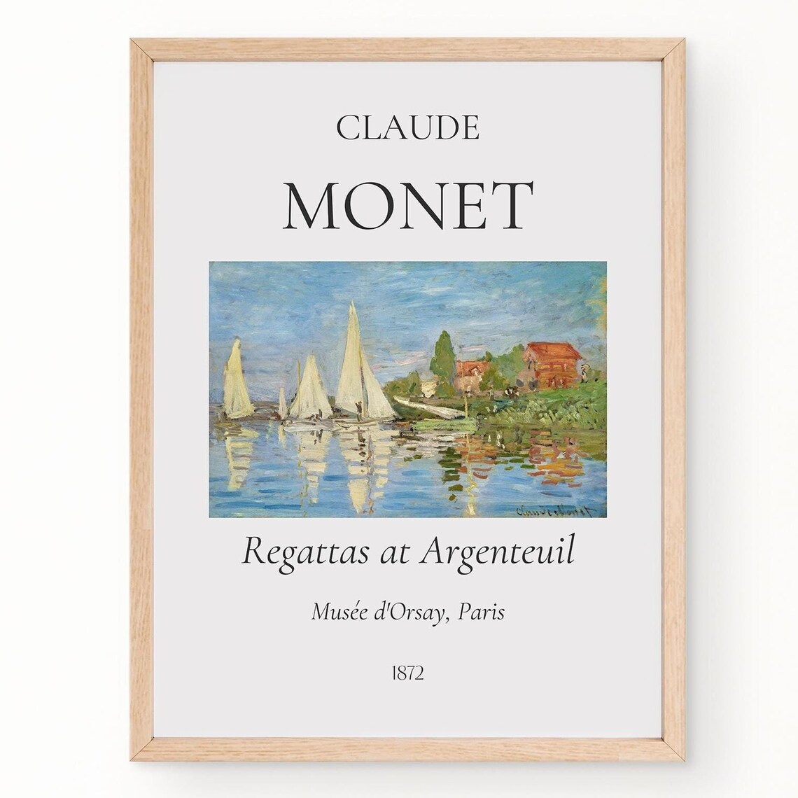 Monet Regattas at Argenteuil 1872 Sailboats Seine River Art Poster