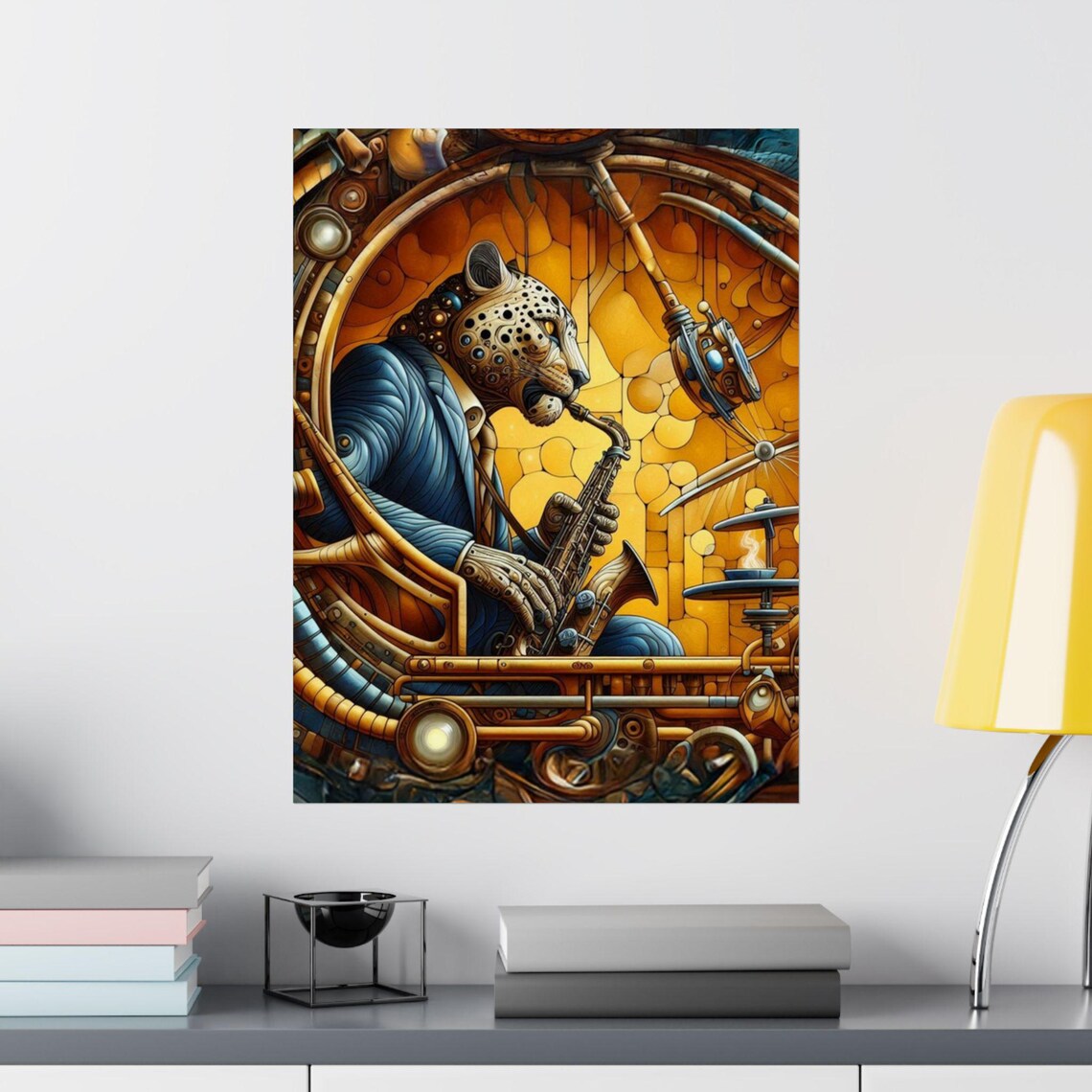 Jazz Leopard, Music Lover Gift Modern Art Print - Image 2