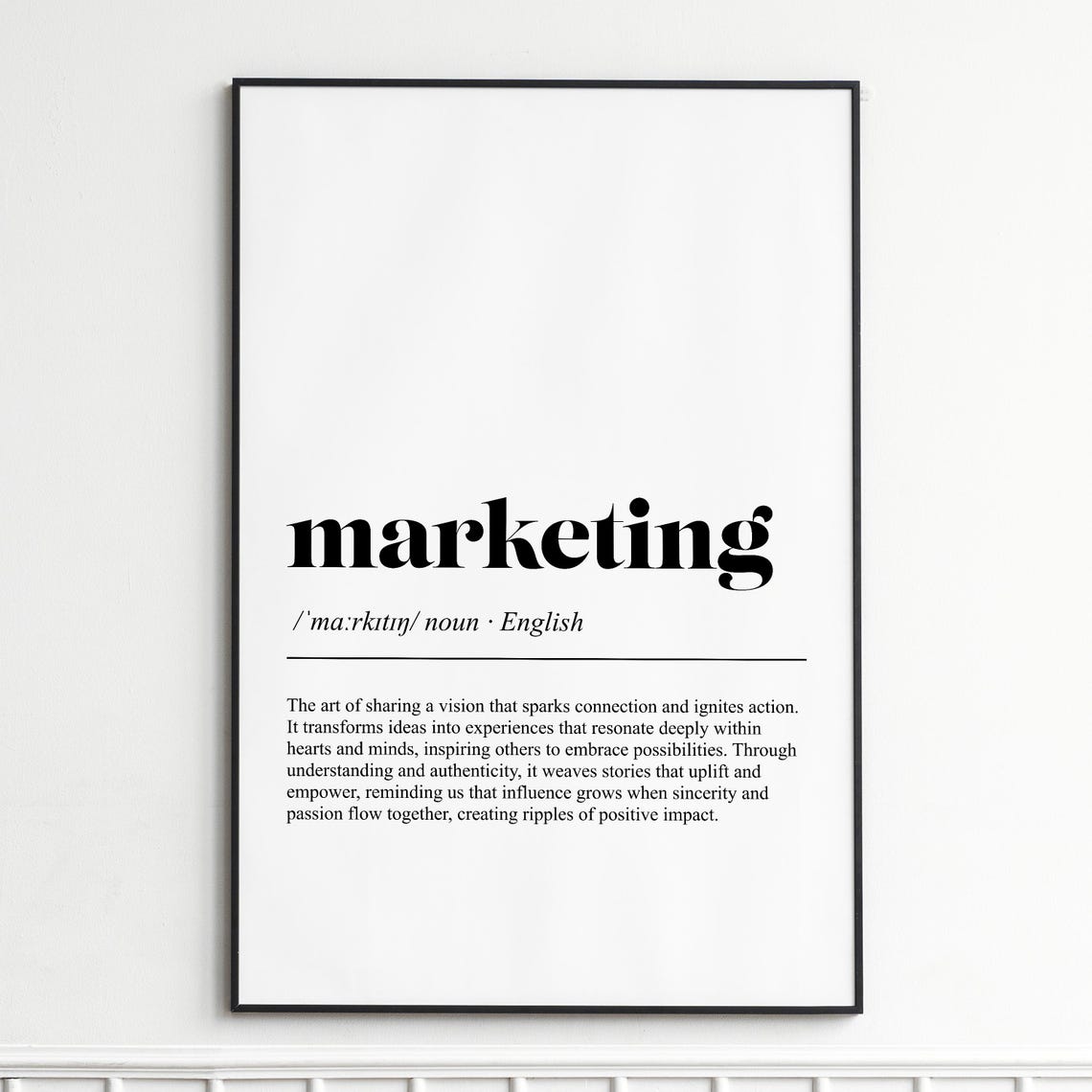 Marketing Definition Minimalist Dictionary Typography Office Poster