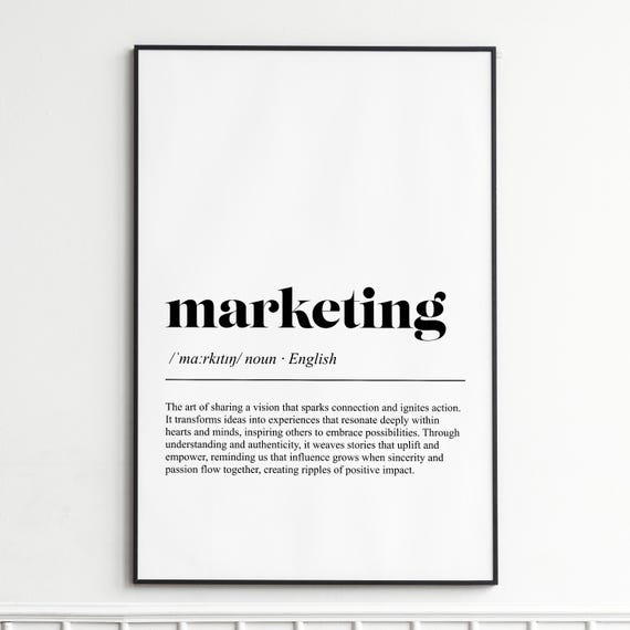 Marketing Definition Print Inspirational Typography Wall Art Modern Dictionary Poster Home Decor Or Office