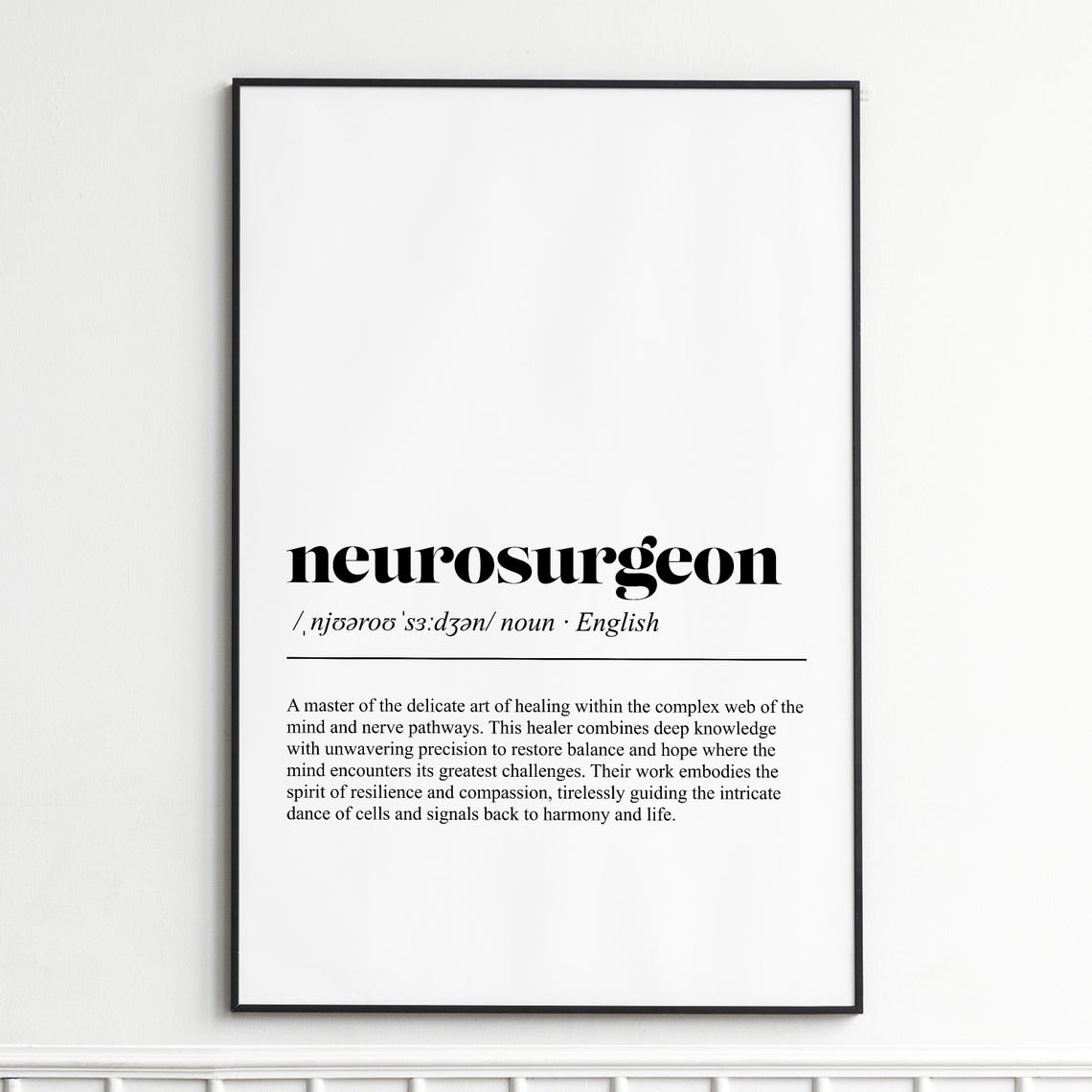 Neurosurgeon Definition Print Inspirational Medical Typography Wall Art Modern Home Decor Poster Doctor Office Gift