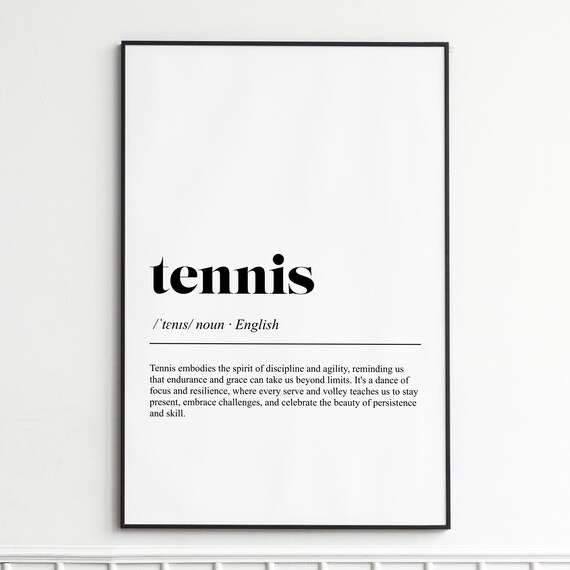 Tennis Word Definition Dictionary Style Minimalist Art Poster
