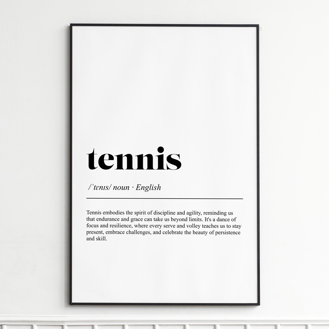Tennis Word Definition Dictionary Style Minimalist Art Poster