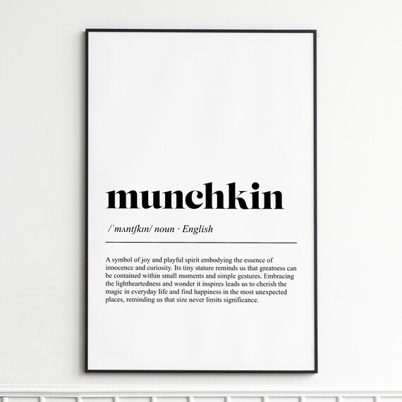 Munchkin Definition Poster Dictionary Typography Playful Wall Decor