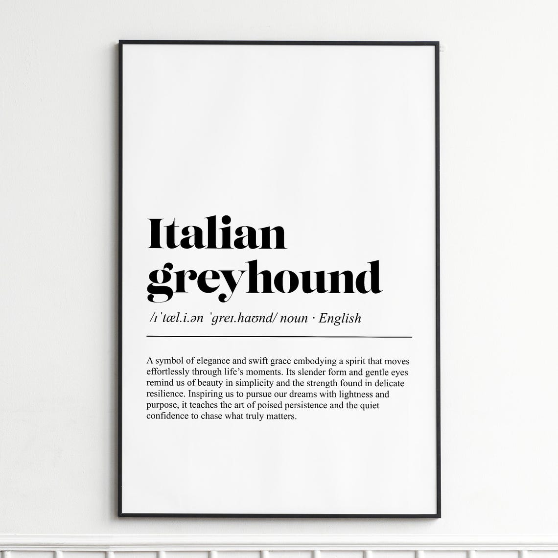 Italian Greyhound Dog Definition Dictionary Typography Elegant Poster