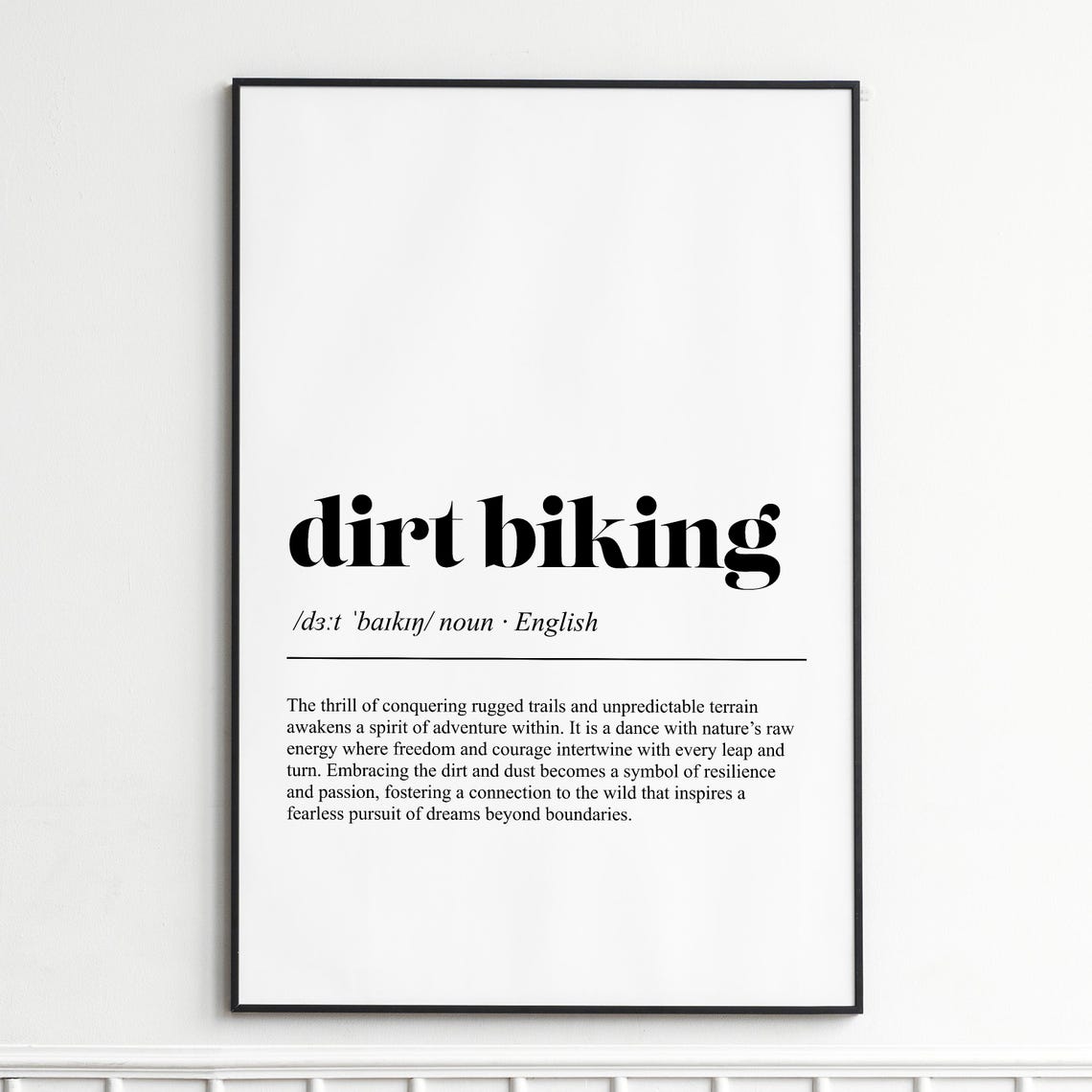 Dirt Biking Definition Dictionary Typography Motorsports Gift Poster