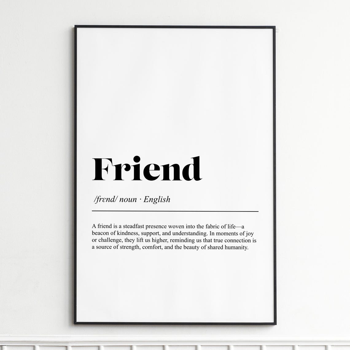 Friend Definition Friendship Typography Black Serif Dictionary Poster